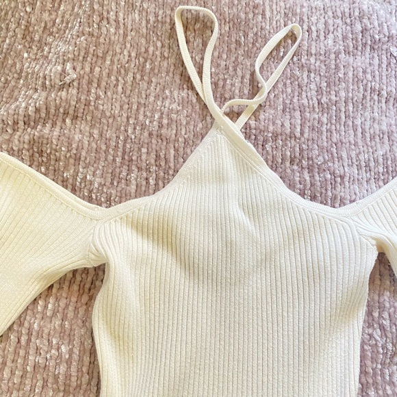 Abercrombie White Long Sleeve Sweater Bodysuit - Picture 2 of 3